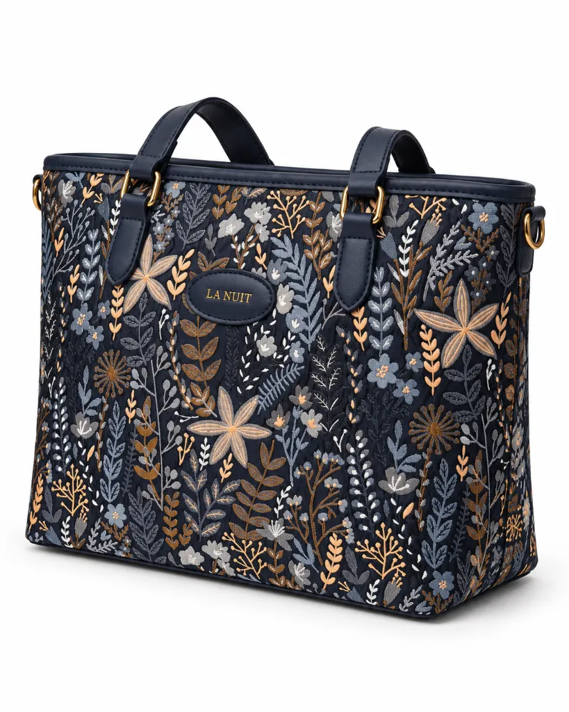 Navy Botanical Tapestry Tote.webp