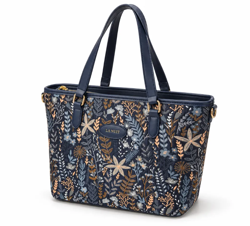 Navy Floral Tote with Gold Hardware.webp