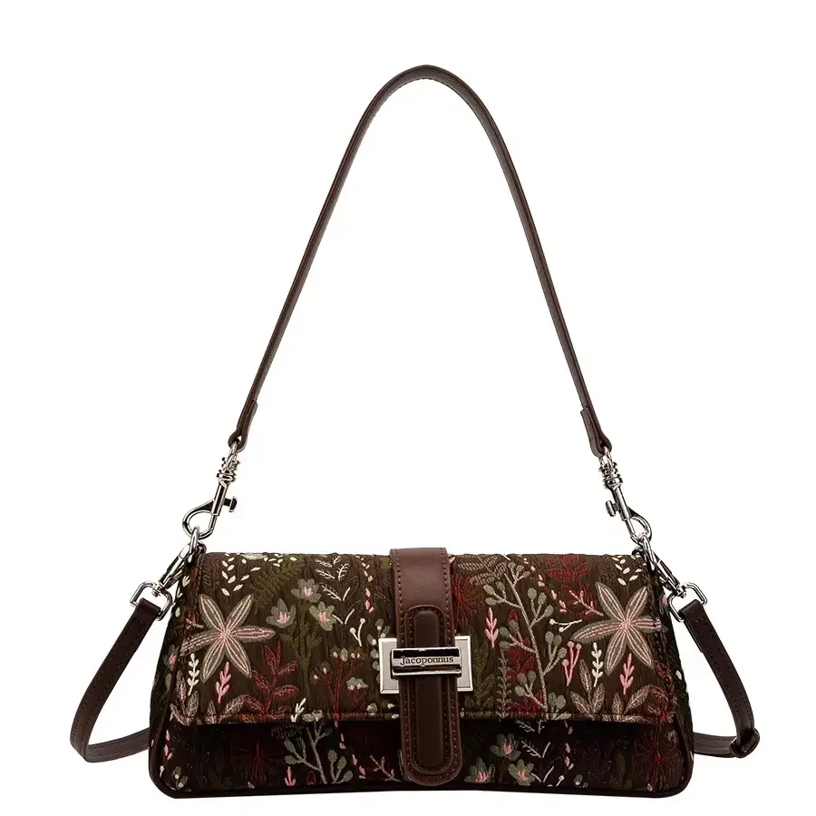 [LN-SB-001-2510-01] The Muse Baguette | Sling Shoulder Bag | Embroidered Garden